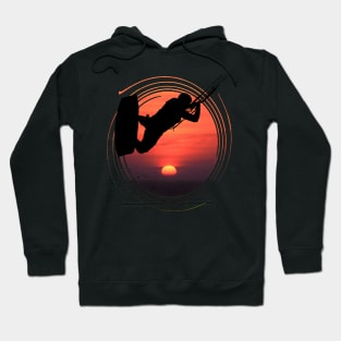 Kitesurfing Action Kite And Surf Silhouette Sunset Hoodie